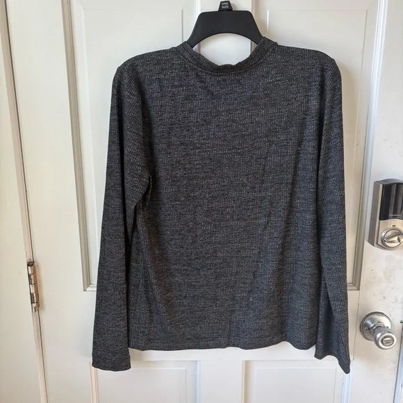 ANN TAYLOR Silky Charcoal Heather Gray Button-Down Cardigan Top Size L - Picture 4 of 4